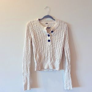 Free People Quarter Button Sweater in Oatmeal Size S